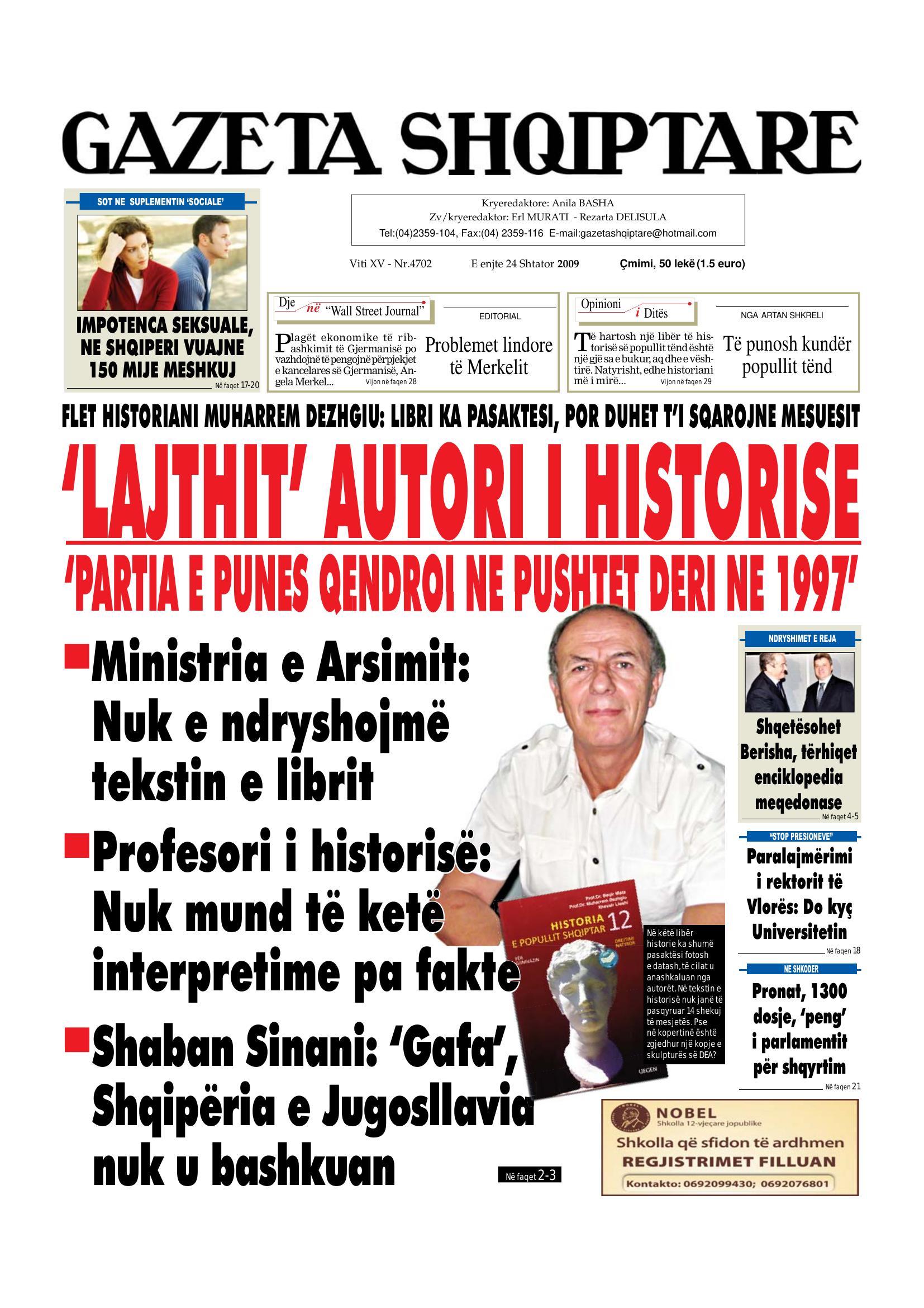 Gazeta Shqiptare 2009-09-24